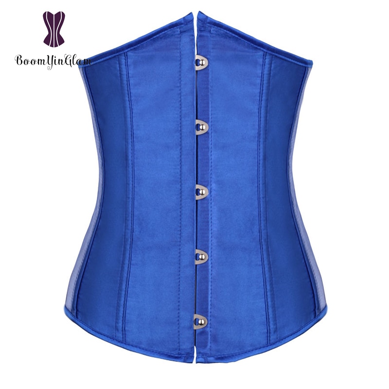 Satin Women's Slimming Waist Outfit Clothes Satin Waist Cincher Lace Up Boned Bustier Top Underbust Corset With G String 28335#