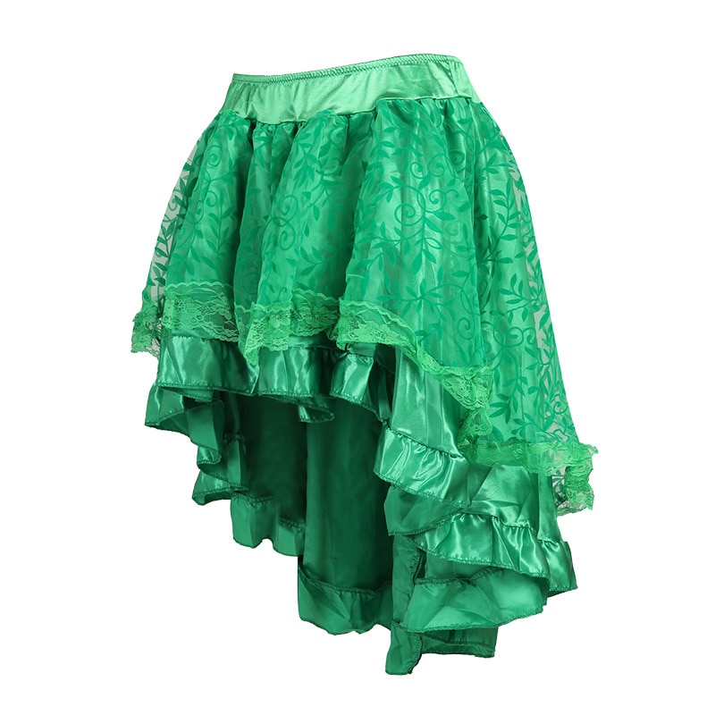 S-6XL Victorian Asymmetrical Ruffled Satin & Lace Trim Gothic Skirts Women Corset dress Vintage Steampunk Skirt Cosplay Costumes