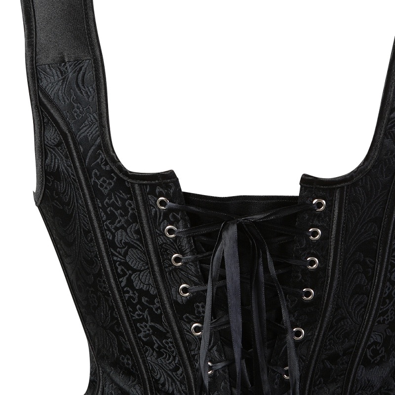 Sexy Steampunk Zipper Corset Plus Size Retro Cosplay Bustier Party Dress Black Lacing-up corselet Women Top