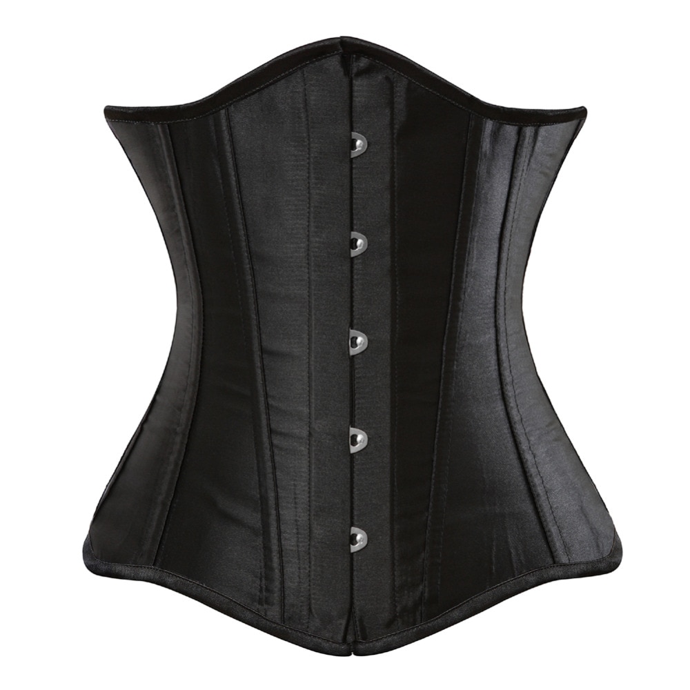 Spiral Steel boned underbust corset black sexy women's bustier lace up boned lingerie Plus size XS-6XL