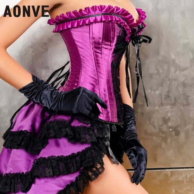 Steampunk Corset Dresses Sexy Corselet Skirts Gothic Waist Trainer Lace