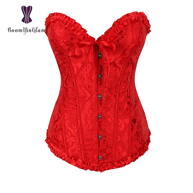 Free shipment fashion design 8 colors plus size pleated corselet women bustier overbust victorian Lace up boned corset 810#