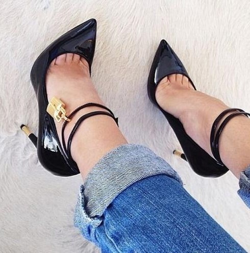 Super Black Patent Leather Womenfashion Pumps Sexy Pointy Toe High ...