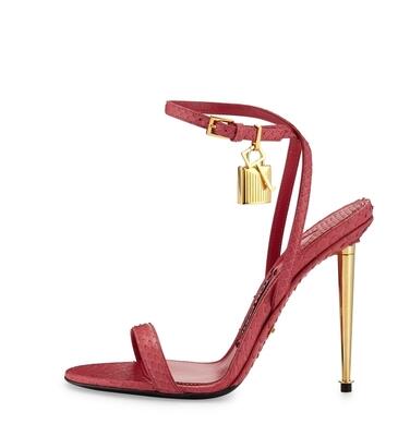 Rousmery 2017 Top Selling Lock Embellished Stiletto High Heels Dress Wedding Shoes Lady Peep Toe Summer Ankle Strap Sandals