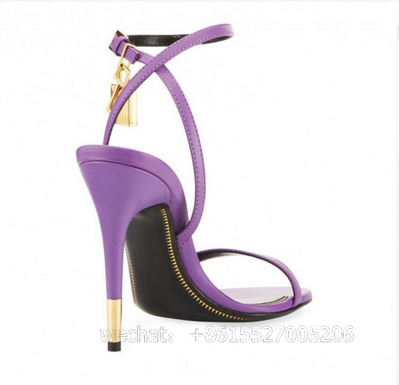 Bandage High Heels Sandals Women Pumps Thin Heel Ankle Wrap Summer Shoes New Nude Purple Lock Designer Summer Party Shoe