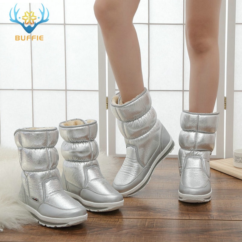 Silver Winter Boots Buffie Brand Quality Women Snow Boots fake fur insole Lady Warm Shoes Girl fashion free shipping nice lookin