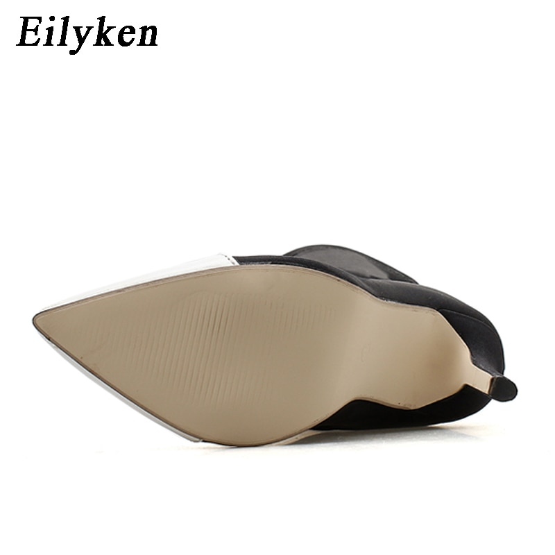 Eilyken 2019 New Arriva Stretch Fabric Women Ankle Boots Pointed Toe High Heels Slip-On Sexy Sock heels Chelsea Boots size35- 42