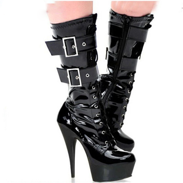 knee high heel platform boots