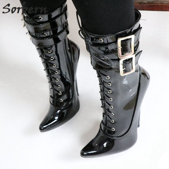 18cm 7 Inch Stiletto High Heel Boots Ankle Sexy Fetish Shoes Buckle ...