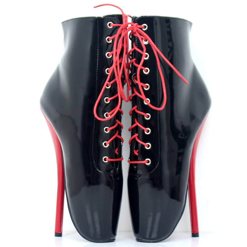 jialuowei Ballet Boots 18cm Super High Heel Lace-Up Pointed Toe SpiKe Heels Women Sexy Fetish Ankle Boots