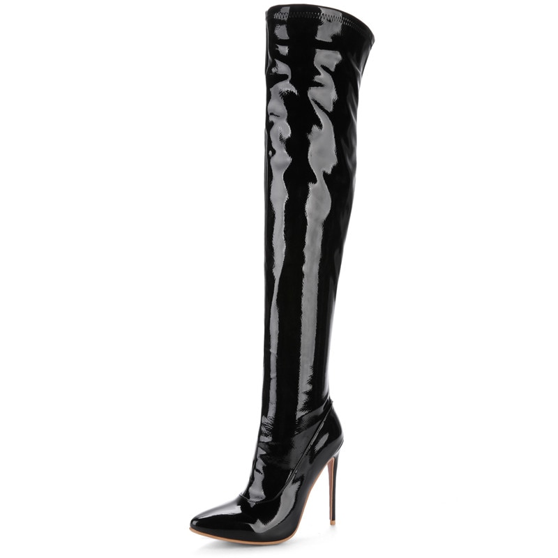 Prova Perfetto Plus Size 48 Women Sexy Fetish Dance Nightclub Party Shoes Extreme High Heel Women Over Knee Boots Thigh Boots