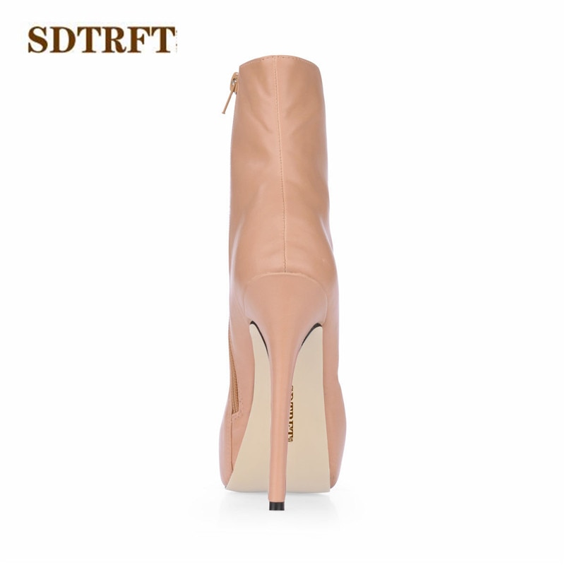 SDTRFT Spring Autumn Stiletto Fashion botas mujer 14cm thin heels Ankle boots Sexy Crossdress shoes Woman platforms party pumps