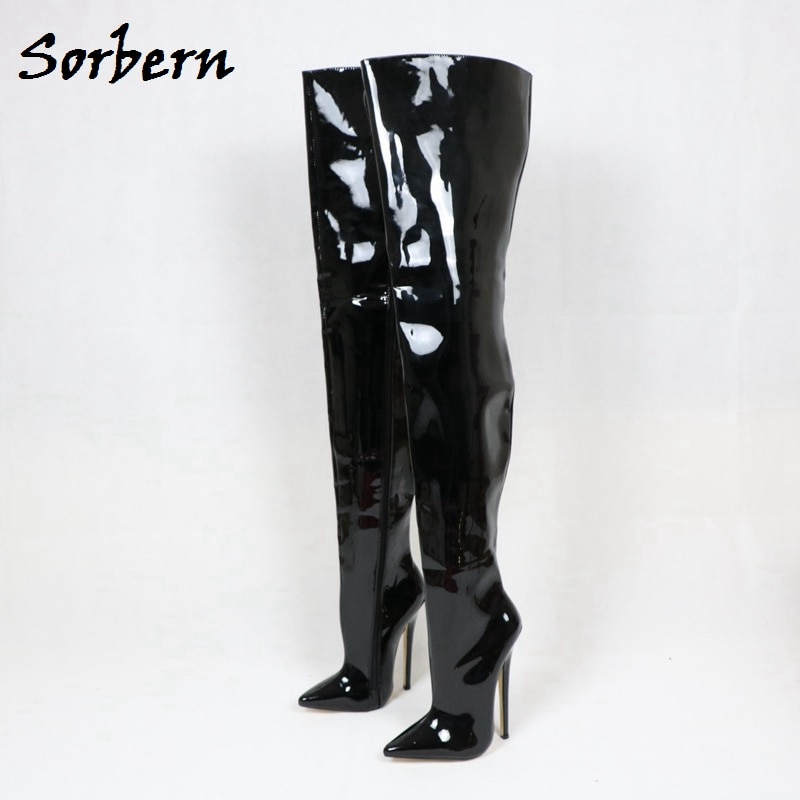 Sorbern Sexy Fetish Boots Women Long Crossdresser Boot Thigh High Unisex Custom Leg Size 18Cm 12Cm High Heel Stilettos Shoes