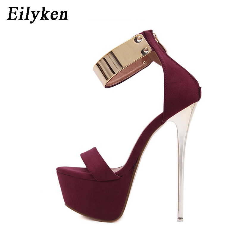 Eilyken 2019 Women Sandals 16cm Ultra high heels Summer Platform Pumps Party Club shoes Woman Sequined Gladiator Sandals