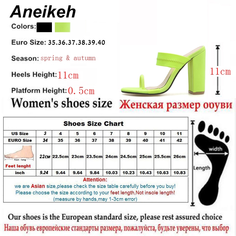 Aneikeh 2019 New Summer Sandals Slippers Thin High Heels Sandals Flip Flop Buckle Hollow Women Shoes Sexy Slippers Pumps Green