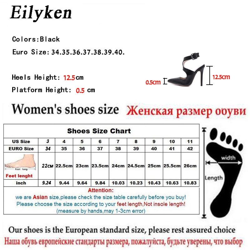 Eilyken 2019 New Design Autumn High Heels Pumps Sandals 12.5CM Fashion Pointed Toe Buckle Strap Gladiator Thin Heel Woman Shoes