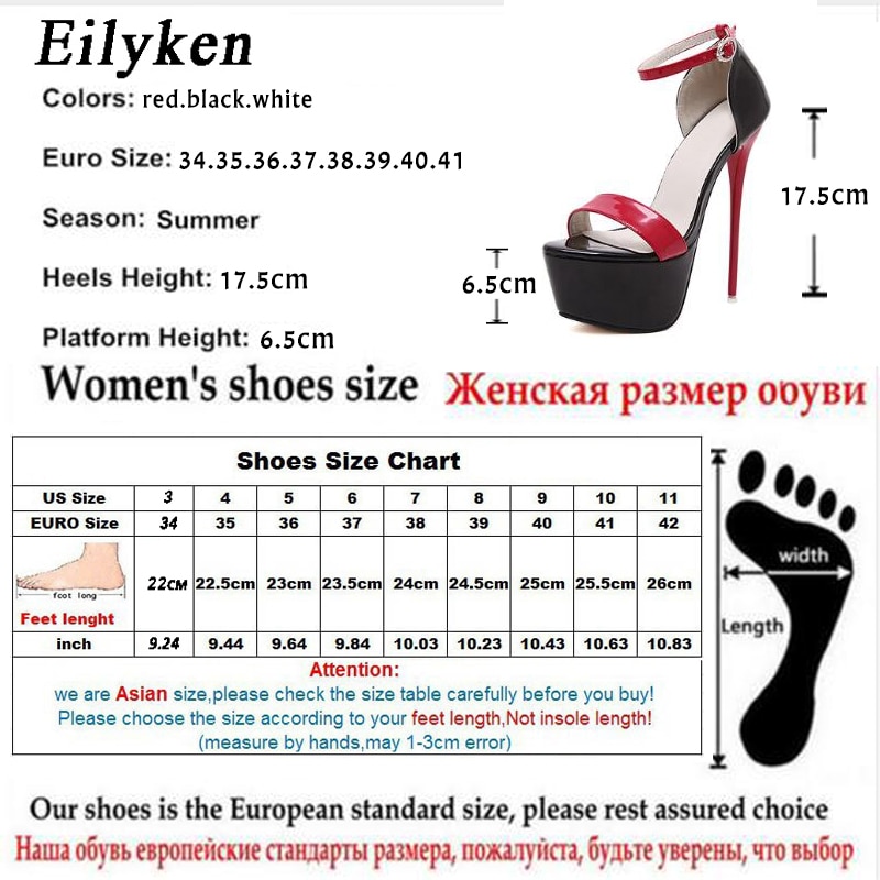 Eilyken Ladies Pumps Summer Women Sandals Sexy Pumps 16cm Women Heels Party Shoes Strappy Heels Red White Wedding shoes size 46