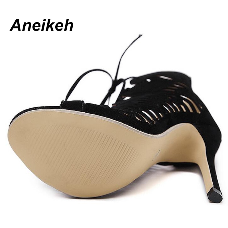 Aneikeh Summer Sandals Women Pumps Open-toed Women High Heels Shoes Fashion Serpentine Pattern Belt 11cm Thin Heels  Party Shoe