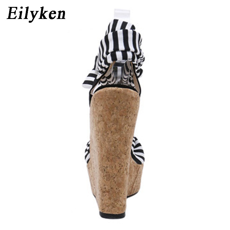 Eilyken 2019 New Designer Cotton Fabric Summer Roman Sandals High Quality Wedges High Heels Sexy Peep-Toe Platform Shoes Woman
