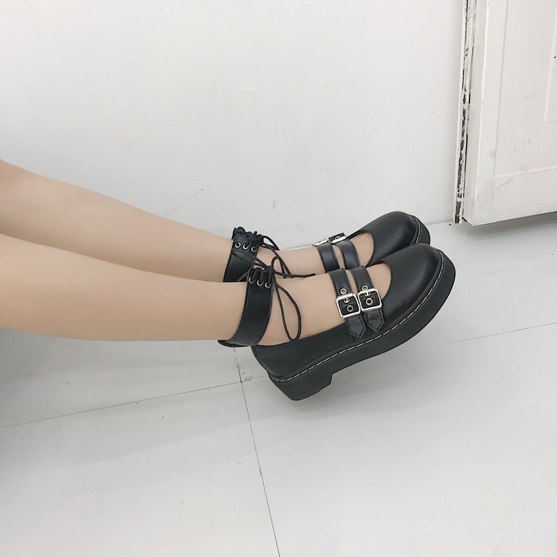 Japanese New Soft Girl Two Wear Small Leather Shoes, Thick Bottom Round Head Lolita Student Lovely Doll Shoes,women shoes