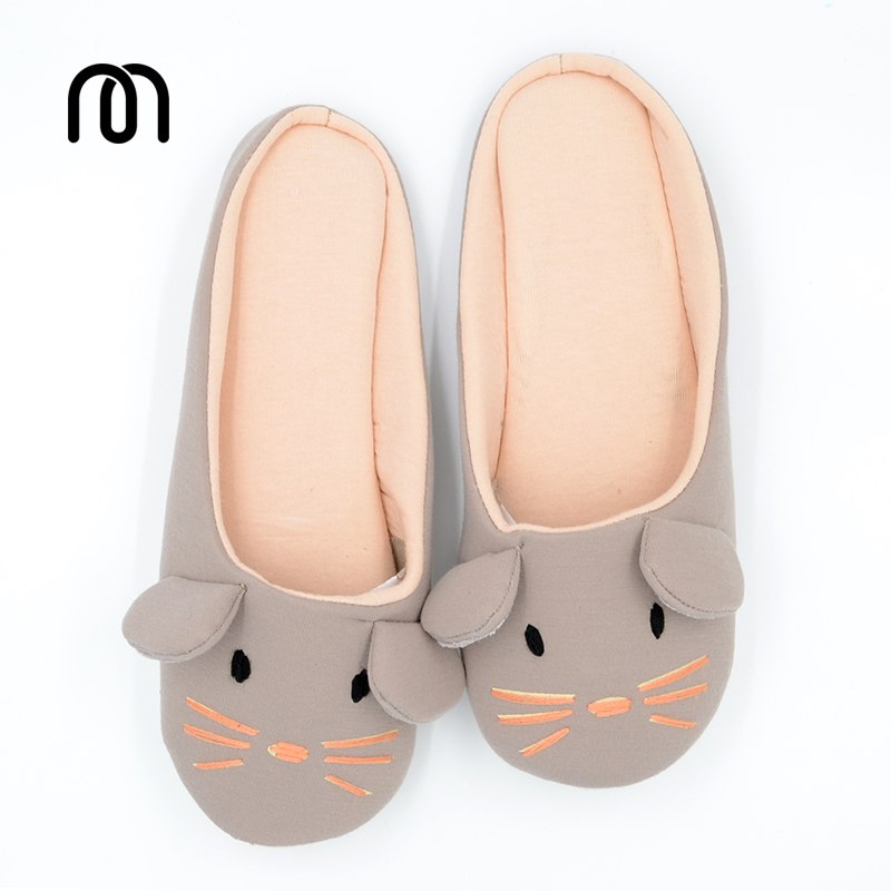 Millffy knitted cotton slipper ballet flats lolita shoes summer home slippers for women bedroom slippers