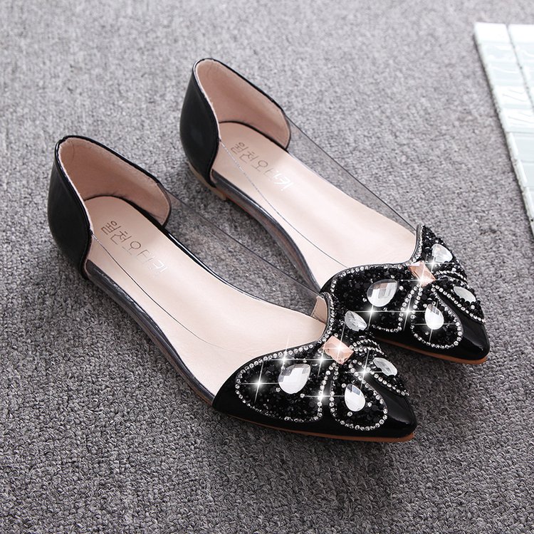 Koovan Women Flats 2018 New Spring Flat Shoes Pointed Soft Bottom Sexy Sandals Fashion Shoes Rhinestone Bows for Girls