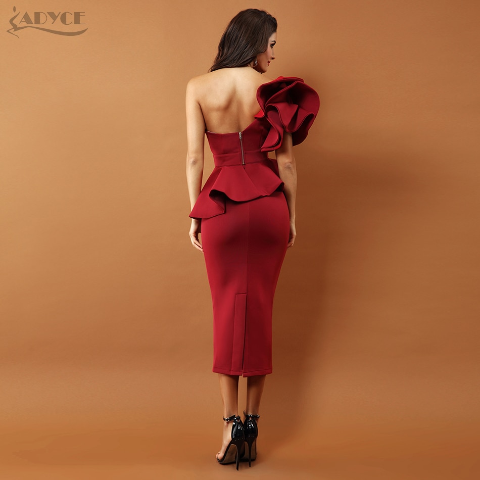 Adyce Celebrity Evening Party Dress Women 2019 Sexy Bodycon Sets One Shoulder Ruffles Short Sleeve Strapless Club Dress Vestidos