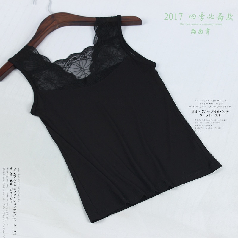 New Lace Tank Tops Female Sexy V-neck Vest Hollow Out  Solid Club Tops Women Black Beige T Shirt Cotton Polyester Tank Top