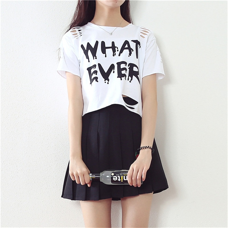 MERRY PRETTY  New t Shirt Women Crop Tops Harajuk Crew Neck Short Sleeve WHAT EVER printed T-Shirts Sexy Summer Top For Girls
