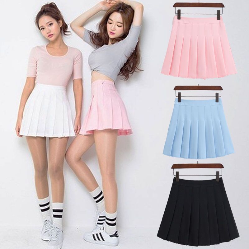 ELEXS Women Fashion Summer high waist pleated skirt Wind Cosplay skirt kawaii Female Mini Skirts Short Under it E1119