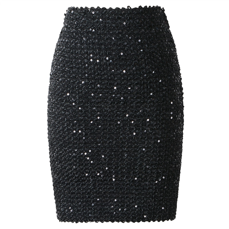 Neophil 2019 Spring Women Sequined Patchwork Shinny Pencil Mini Skirts High Waist Black Party Sexy Bandage Girls Long Saia S1802