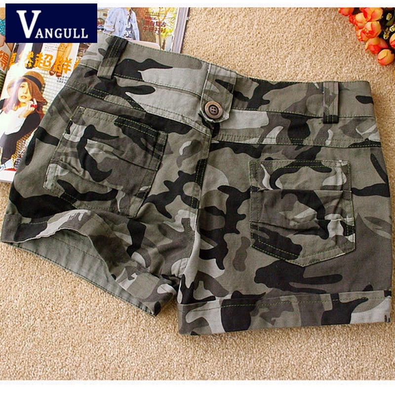 Vangull Camouflage shorts 2018 women Slim Fit Military Ladies girls zipper pocket Mini shorts overalls jeans Combat cargo shorts