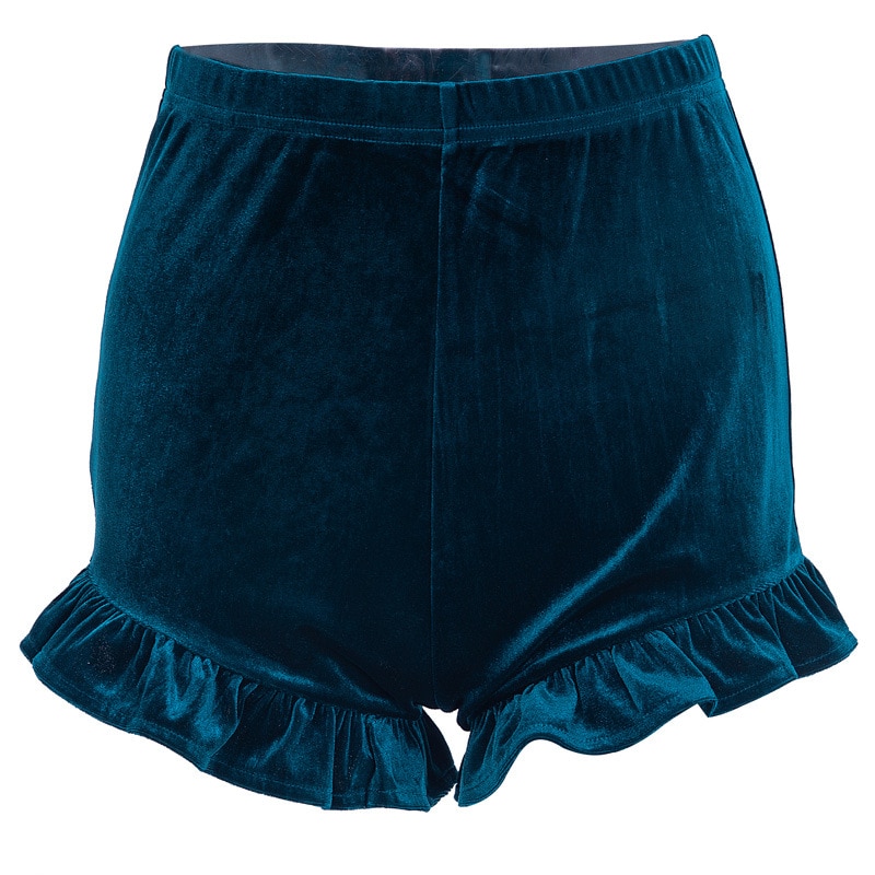 Sexy Velvet Shorts Women 2018 3 Colors elastic High Waist Ruffles hem Lace Up Shorts Autumn Winter Elegant Mini Skinny Shorts