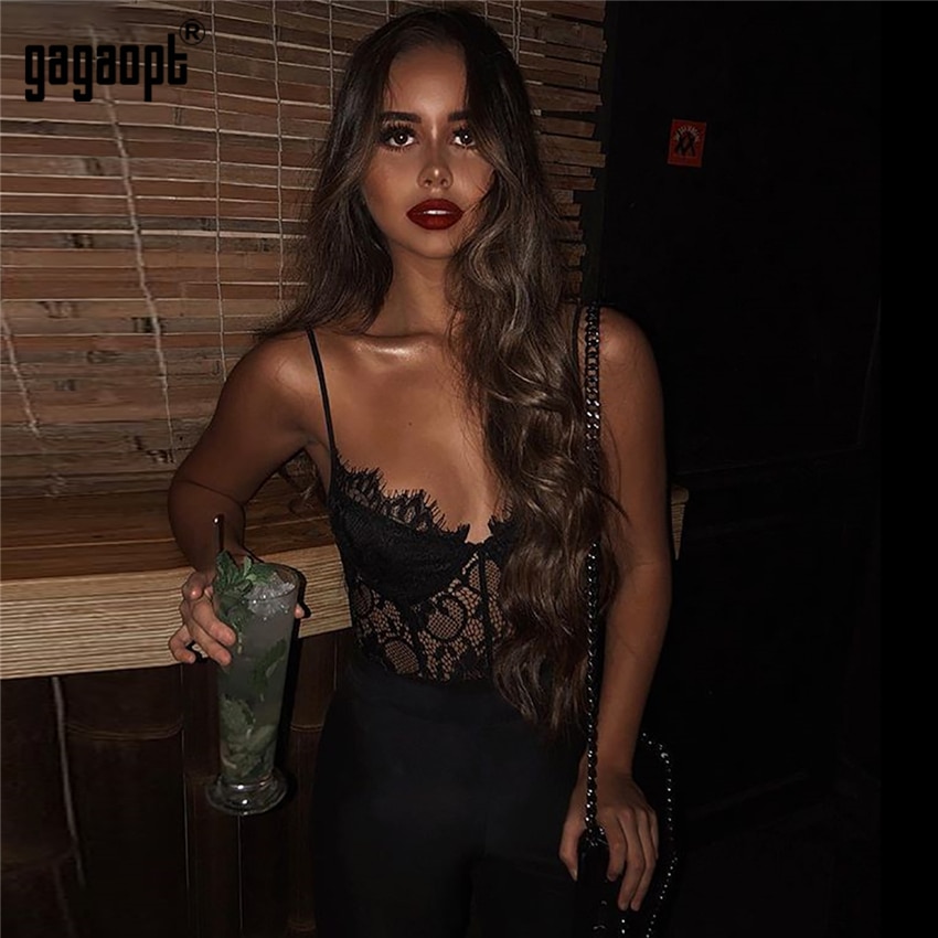 Gagaopt 2018 Summer Lace Bodysuit Women Hollow Out Bodycon Sexy Bodysuit Jumpsuit Overalls Streetwear