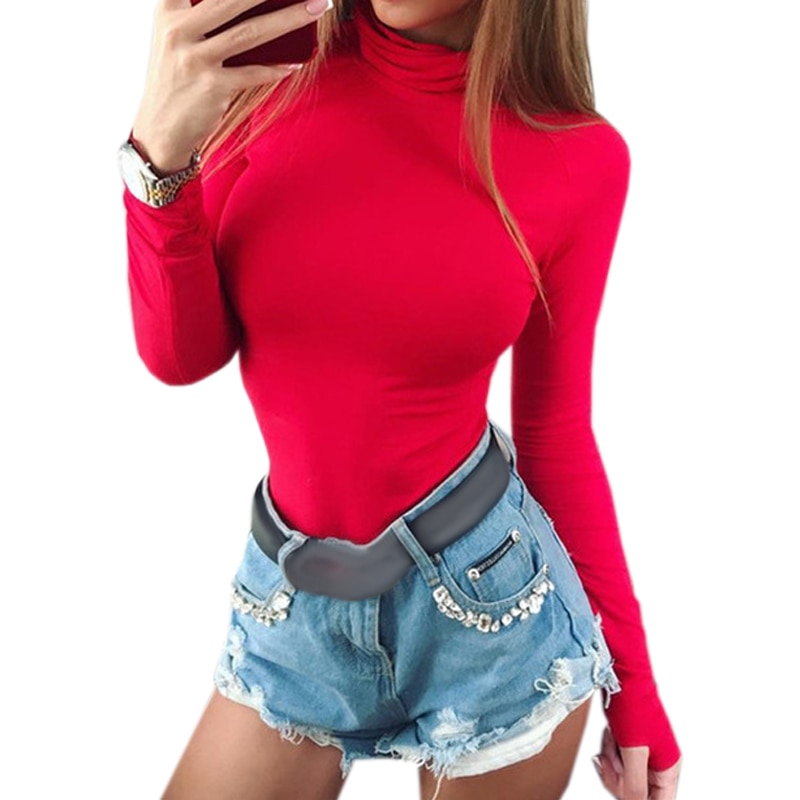 Female Body Autumn Top Bodycon Bodysuit Feminino Mujer Skinny Solid Sexy Club Stretchy Rompers Winter Jumpsuit Long Sleeve M0018
