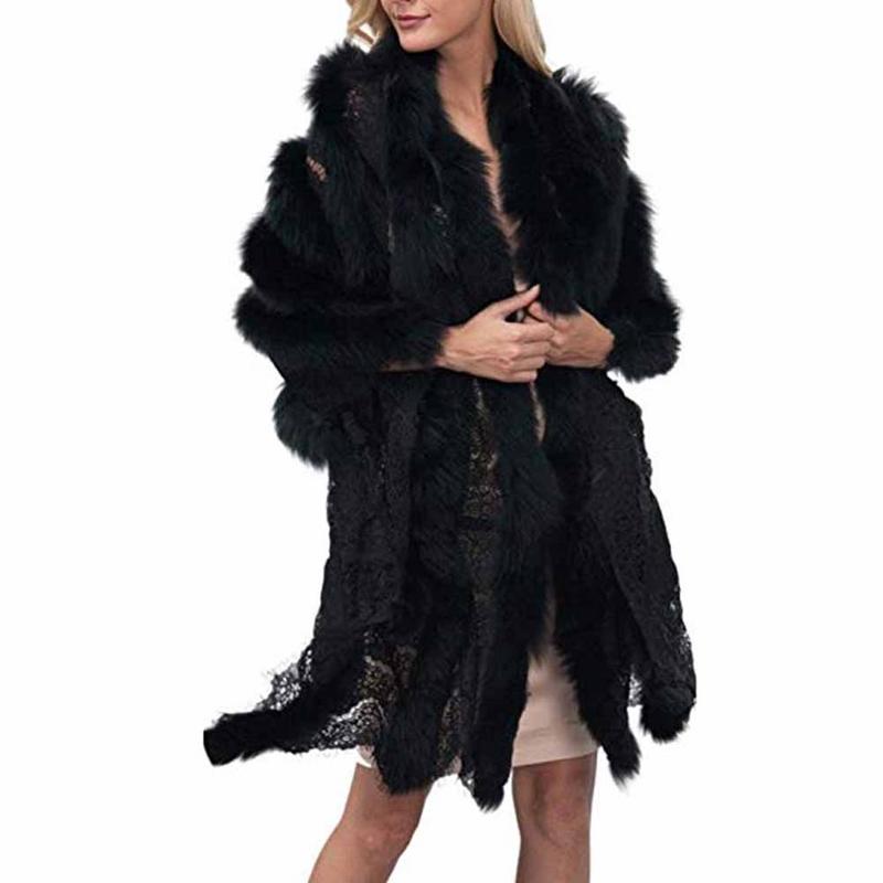2018 Lace splice fur scarf sexy ladies imitation mink fur Fox Fur Collar Poncho Cape Bridal wedding dress shawl