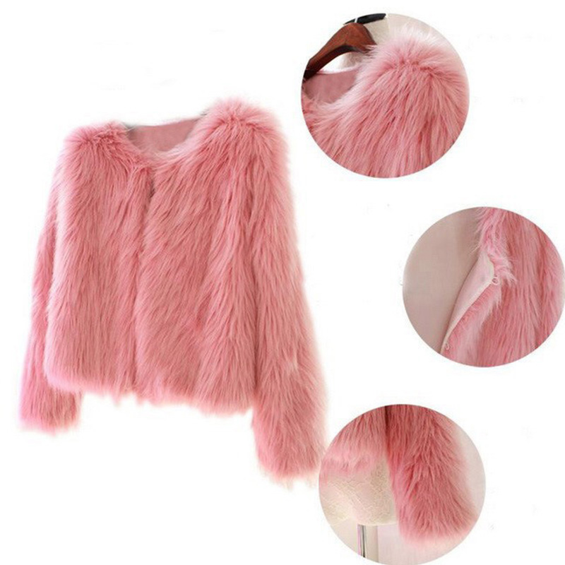 Short Fluffy faux fur coat women Winter Warm fake fur pink black coat female Fashion Streetwear Ladies new Cardigan outerwear
