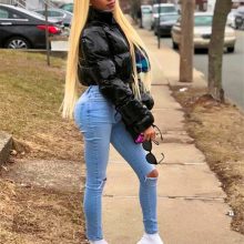 short black bubble coat