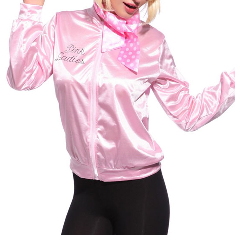 *Women Basic Coats Solid Tracksuit for Women Jacket Ladies Retro Jacket Women Fancy Dress Grease Costume Pink new*