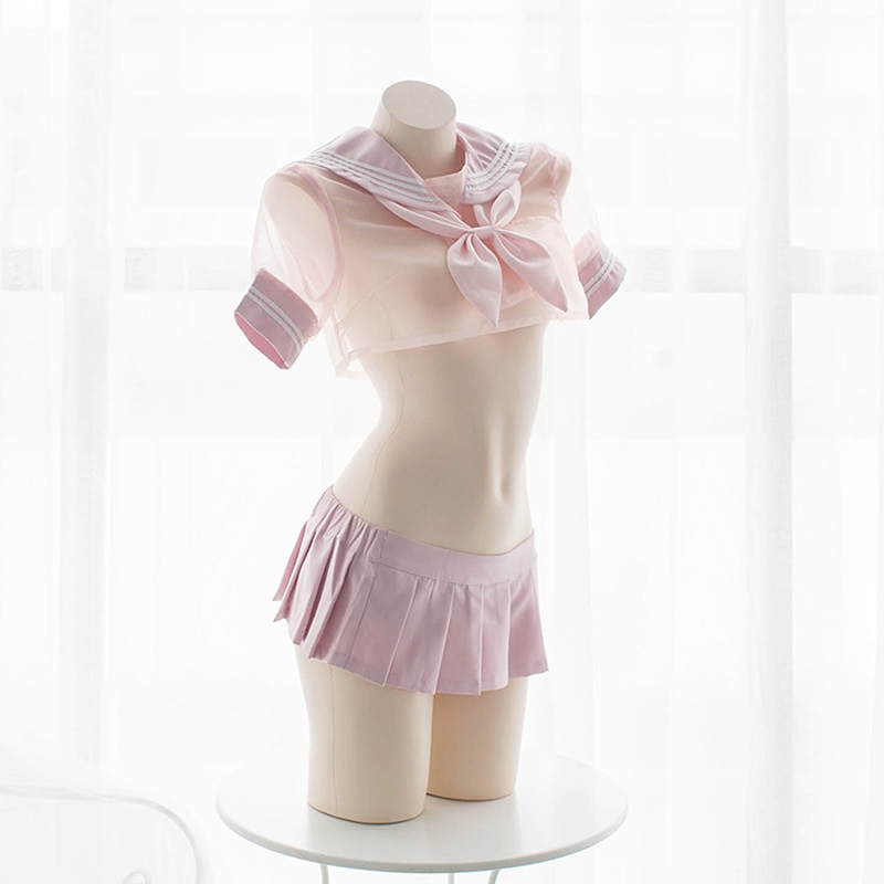 Cute Pink Sailor Dress Lolita Outfit Erotic Cosplay Costume School Girl Uniform Outfit Sexy Kawaii Lingerie Set Underwear