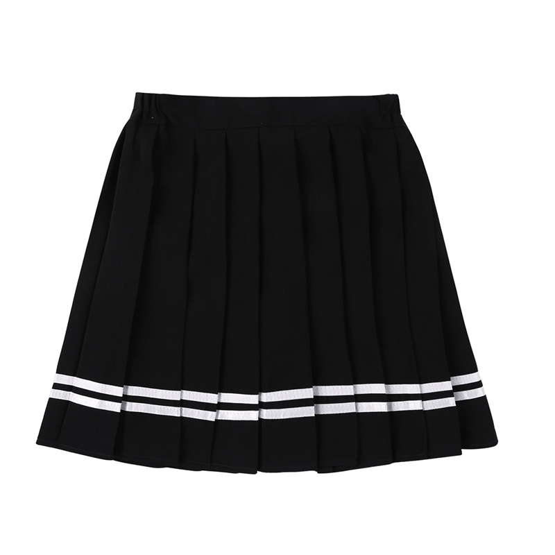 Korean Schoolgirl uniform White Top Black Skirt with Badge and Tie for Japanese Sailor Uniforms Student Cosplay Costume Suit