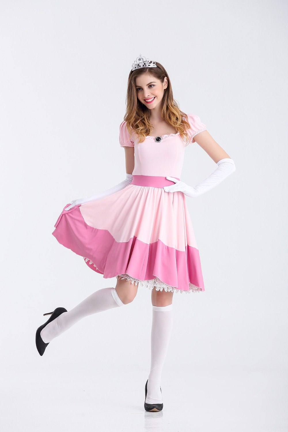 Halloween Pink Peach Princess Super Mario Costume Women For Adults Women Girl Super Mario Bros Cosplay Party Dress Sexy Cosplay
