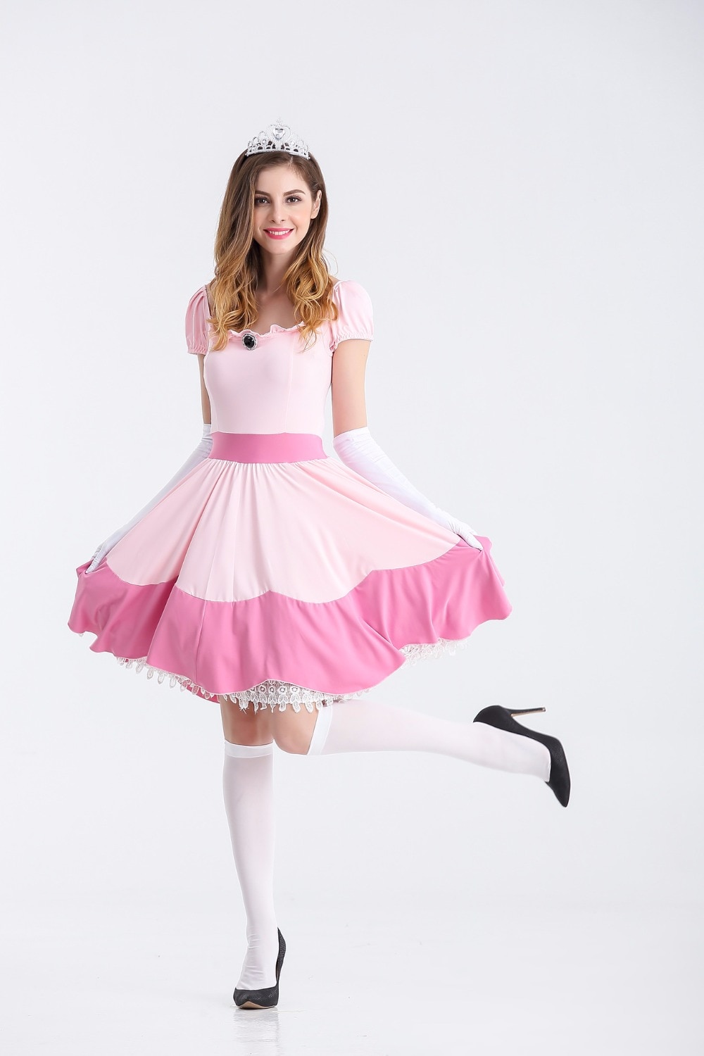 Halloween Pink Peach Princess Super Mario Costume Women For Adults Women Girl Super Mario Bros Cosplay Party Dress Sexy Cosplay