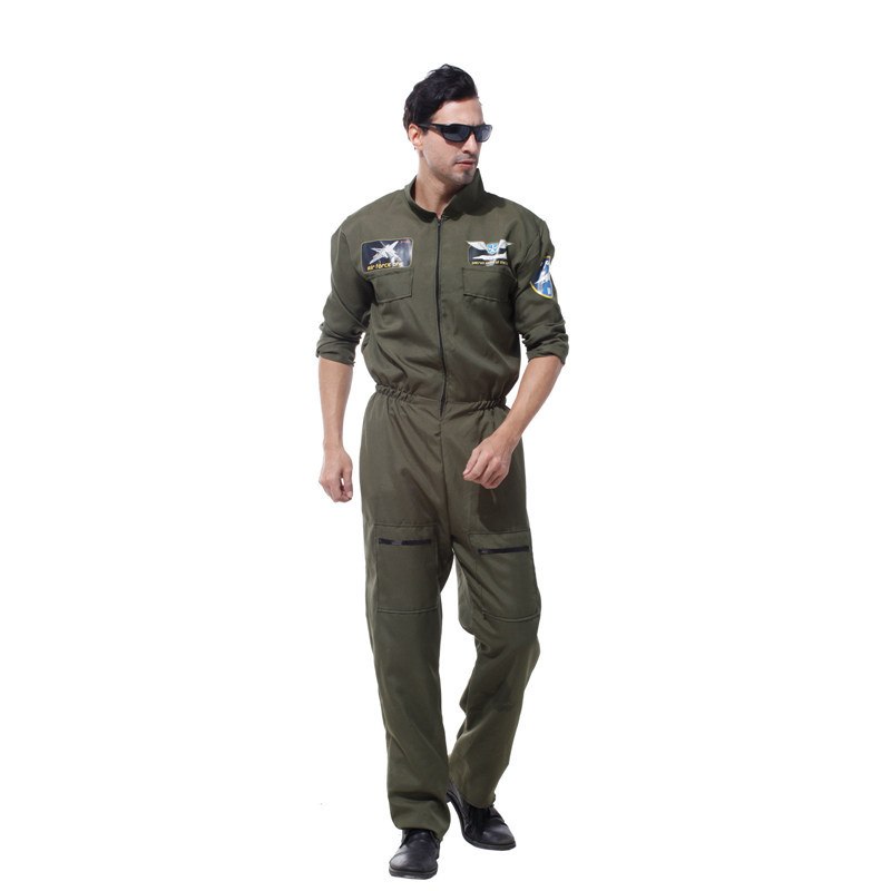 Mens Pilot Aviator Top Gun Paratrooper Flight Suit Halloween Policeman Special Forces Costumes Easter Carnival Party Jumpsuit