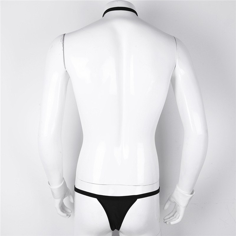 Mens Tuxedo Lingerie Butler Waiter Suit Gay Underwear Thong Role Play Costume for Men Halloween Erotic Jockstrap Pouch Panties