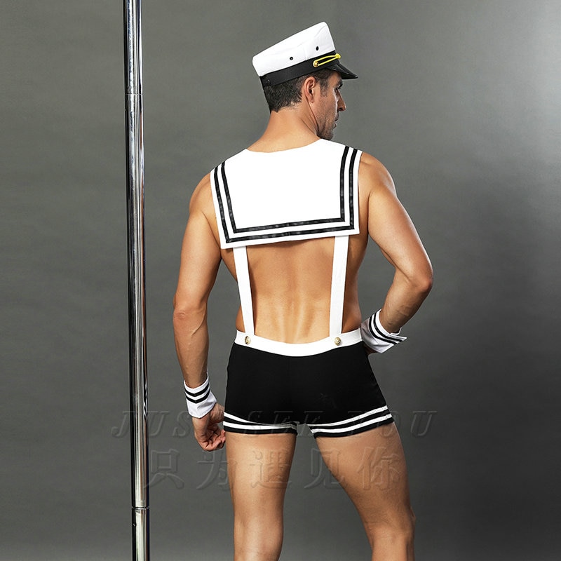Adult Men Sexy Sailor Costume Hot Erotic Sexy Slim Fit White Seaman Uniform Carnival Festival Halloween Male Costumes 6613