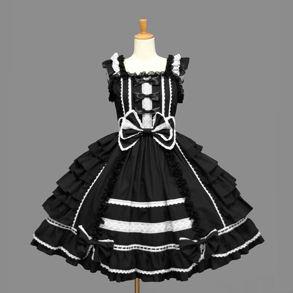Classic Lolita Dress Women's Layered Cosplay Costume Cotton JSK Dress for Girl 10 Colors