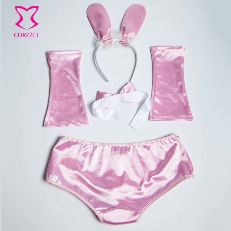 Adult Role Play White/Pink Easter Bunny Costume Rabbit Uniform Cosplay Halloween Costumes For Women Sexy Costume Erotic Lingerie