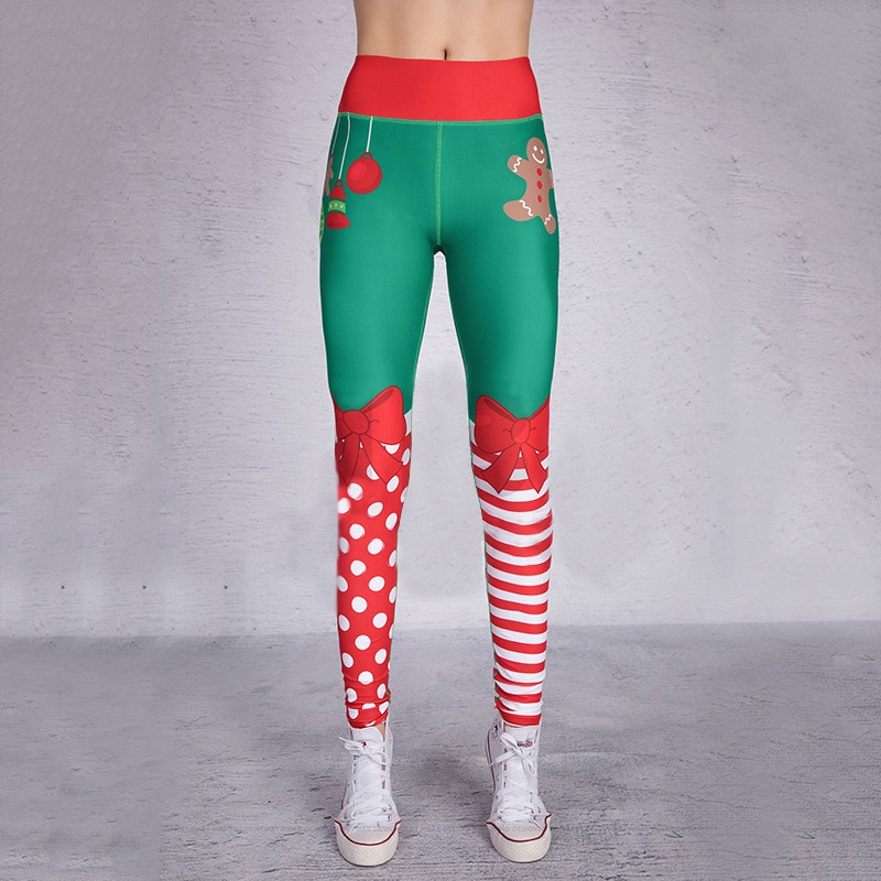 2019 Hayoha Christmas Printing Leggings Put Hip Elastic High Waist Legging Breathable Merry Christmas Pants