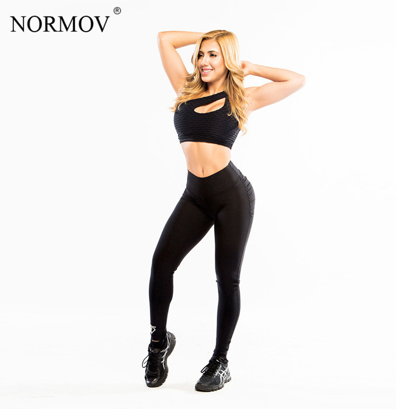 NORMOV S-XL Women Push Up Leggings Polyester Fitness Legging Large Size Black Slim Jeggings High Waist Leggings Trousers Women